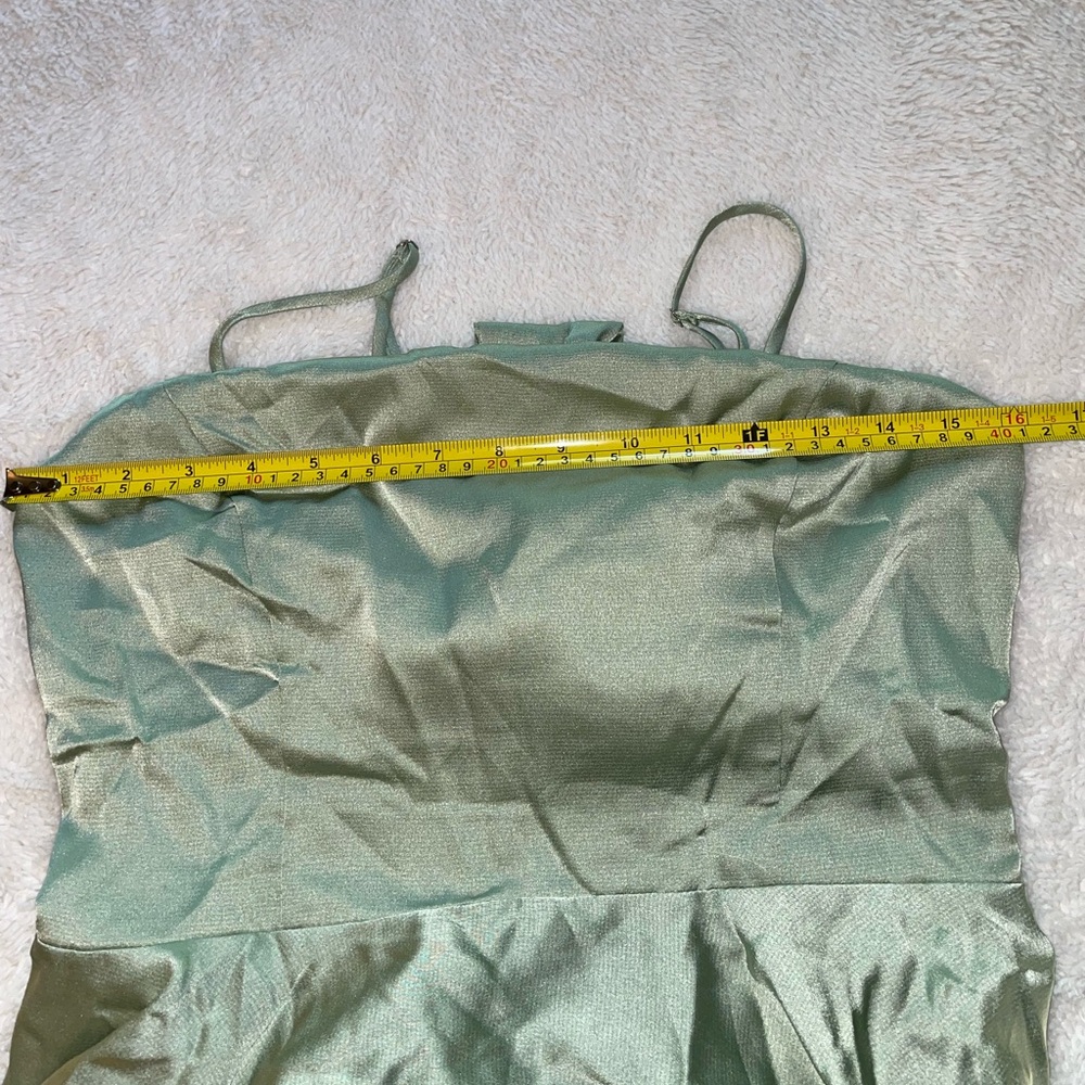 Lulus Days Like Today Sage Green Satin Asymmetrical Tie-Back Midi Dress - Picture 6 of 9